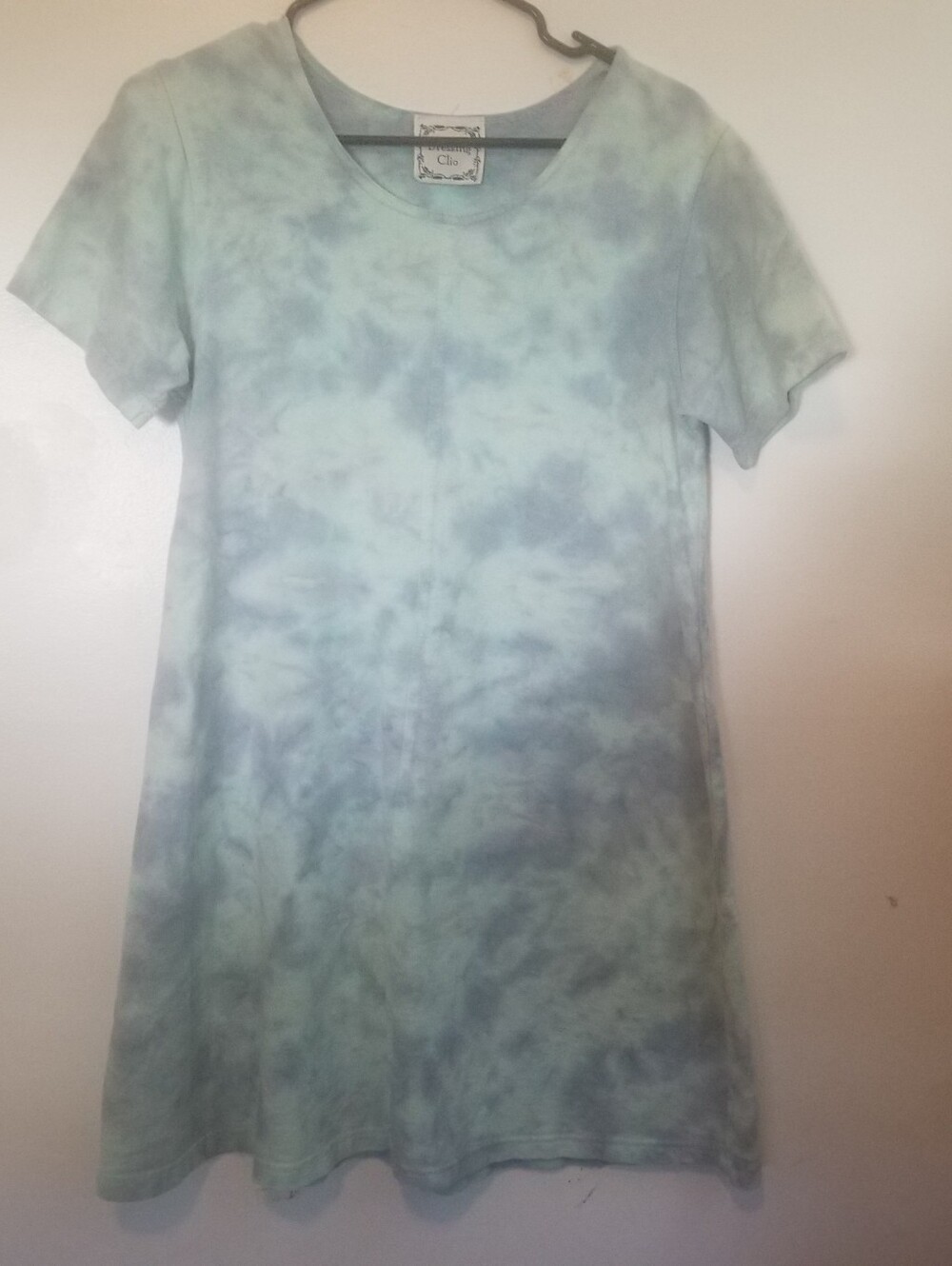 Dressing Clio Tie-Dye Cotton Tunic Top Size Medium Blue Green Made in USA